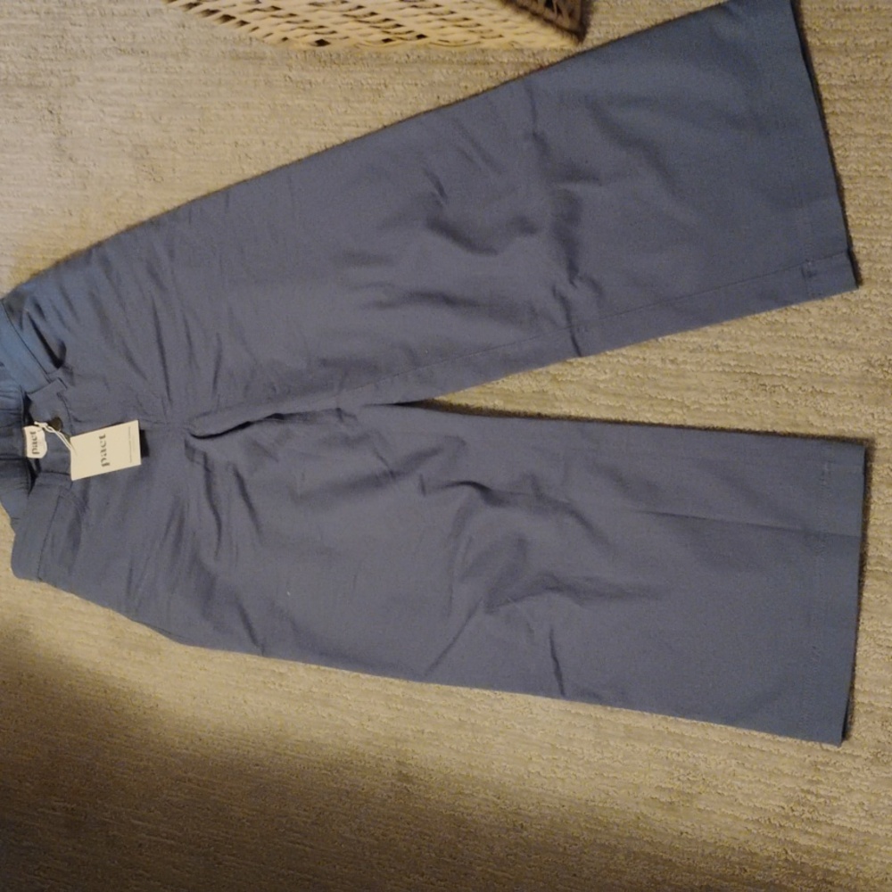 Pact stretch twill denim wide leg pants